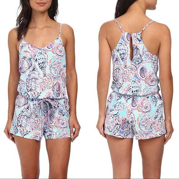 Lilly Pulitzer Dusk Multi Shell Me About It Romper - Picture 1 of 8